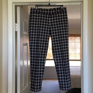 Talbots Navy & White Paned Pant 6 Petite
